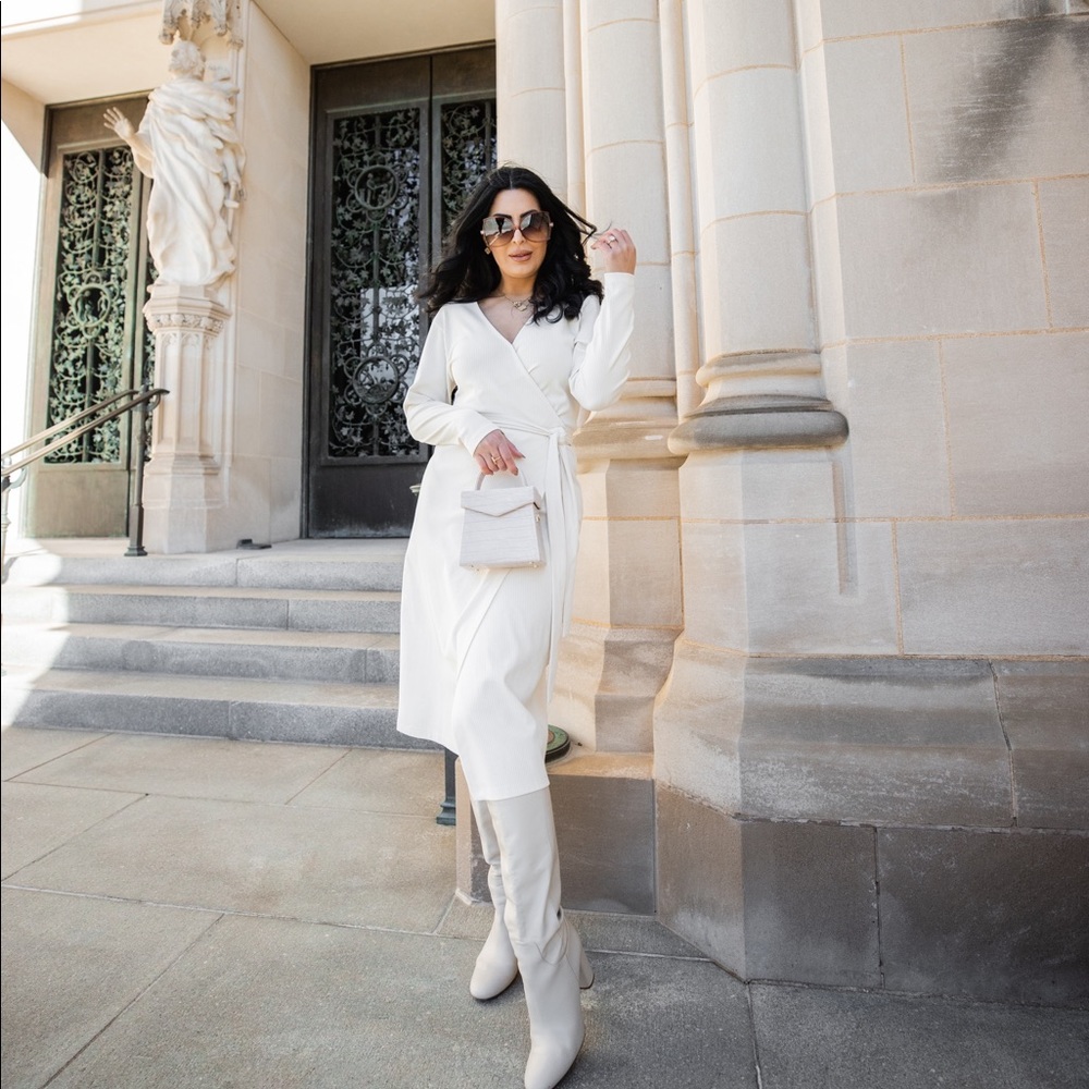 White wrap dress